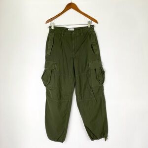 TNA Supply Cargo Pant Relaxed Mid Rise Cotton Pocket Utility Green Size 6
